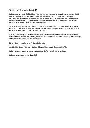 A preview of a PDF biography for Worboys, Cyril Ray